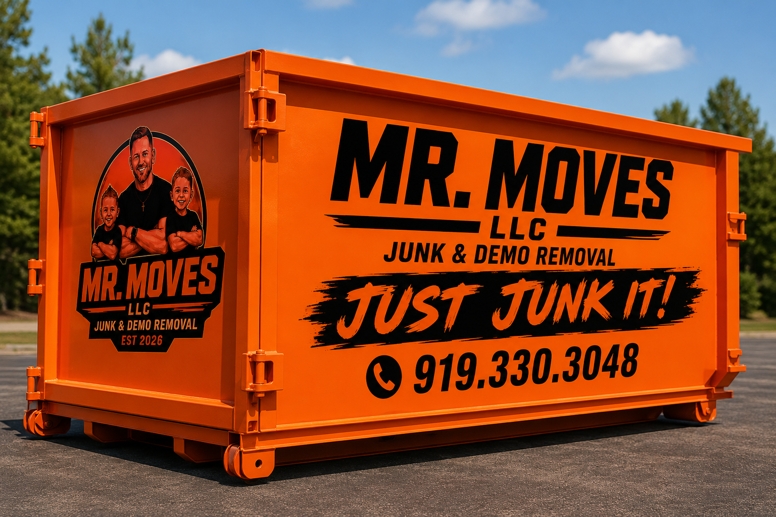 Mr. Moves trailer loaded with junk removal items